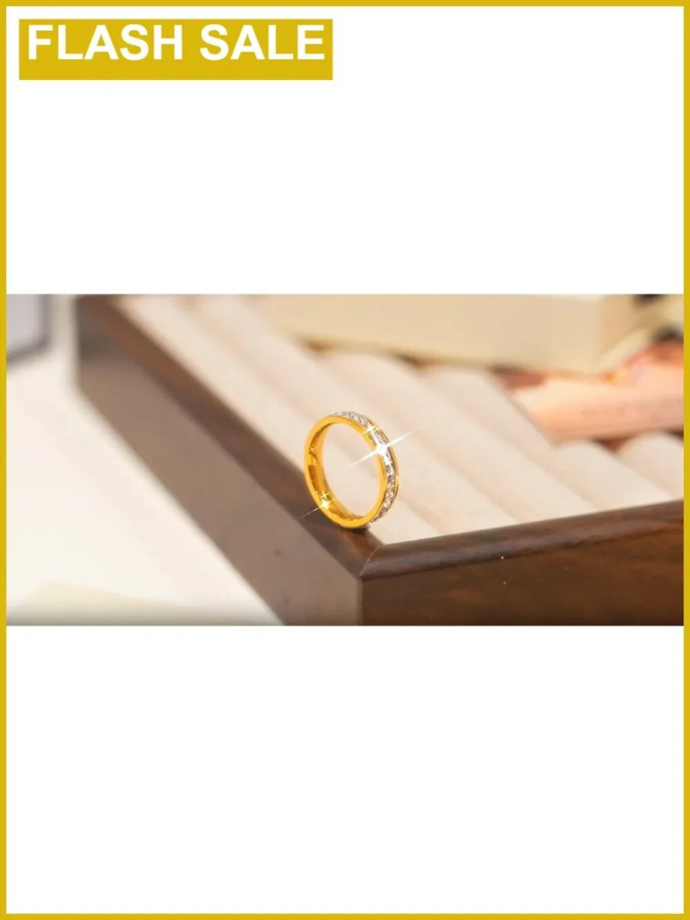 14K Gold Plated Stainless Steel UV Reactive Eternity Ring Cubic Zirconia